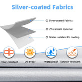 Teardrop Camper Cover Waterproof, Fade and Tear Resistant Travel Trailer Cover, Utility Silver Coated Fabric RV Cover with Metal Buckle, Outdoor Windproof Heavy-Duty Camper Covers